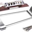 6 String Guitar Trapeze Tailpiece Bridge and Roller Tune-O-Matic Saddle Bridge for Jazz Archtop Guitar Replacement (Chrome
