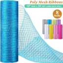 Timgle 8 Rolls Spring Easter Decor Mesh Ribbon for Wreath Making 10in x 30ft Pastel Colorful Poly Burlap Mesh Roll Fabric DIY Crafts for Holiday Wedding Decor Decorative(Multicolor)