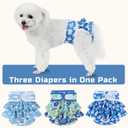 Washable Dog Diapers Female 3 Pack Reusable Highly Absorbent Puppy Diapers, Premium Doggie Diapers, Durable Leak-Proof Dot Doggy Diapers for Period Heat Incontinence Potty Training, M
