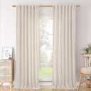 BGment 96 Inches Long Linen Semi Sheer Curtains for Living Room 2 Panel Set, Light Filtering Drapes Natural Textured with Rod Pocket Back Tab for Farmhouse Bedroom, Each Panel 52 Inch Wide