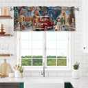 Worltoldb Christmas Red CarCurtain Valance Short Rod Pocket Window Treatment for Living Room Bedroom Kitchen Bathroom 1 Panel 54" W x 18" L