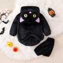 IGMieroNINa Baby Halloween Costume Cute Animals Demon Monster Cosplay Costume Fleece Hooded Romper Outfits (Black)