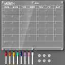 Acrylic Fridge Calendar, Magnetic Monthly Planner with 8 Color Markers, Clear Dry Erase Board for Events/ Meetings/ Shopping Lists - 14.5 * 11.5''