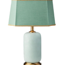 Green Ceramic Table Lamp Resin Green Glazed LED Table Lamp with Green Fabric Lampshade Modern Bedside Desk Nightstand Table Lamp for Bedroom Living Room Office College Bookcase