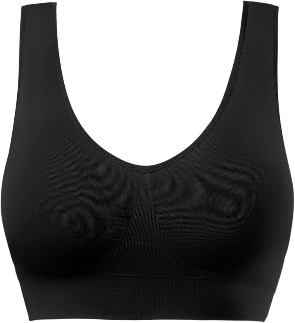 BESTENA Sports Bras for Women, Seamless Comfortable Yoga Bra with Removable Pads (4X-Large, Black)