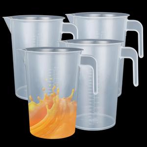 4 Pack 2 Liter Liquid Measuring Cups 64 Ounce Each Plastic Water Pitcher 8 Cup Measuring Cup 1/2 Gallon Pitcher with Spout & Handle Graduated Measuring & Mixing Pitchers for Drinks