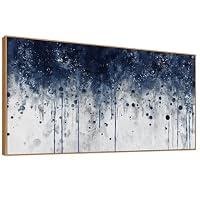 Abstract Canvas Navy Blue Artwork, 48x98cm