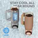 NAYAD Insulated Tumbler with Foldable Handle & Detachable Snack Box - 23oz Stainless Steel Travel Mug with Straw Lid,Leak-Proof Design for Travel,Gym,Gift for and women Daily UseLight brown