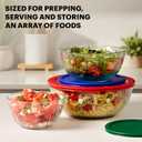 Pyrex Sculpted (3-Pack) Glass Mixing Bowls Set With Plastic Lids For Prepping, Baking and Cooking, Preheated Oven, Dishwasher, Freezer, and Microwave Safe