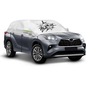 Universal SUV Half Car Cover,Windshield Body Cover Winter Auto Top Snow Ice Cover, Car Hail Protector Sunroof Cover, Waterproof Car Body Guard Cover Fit All Weather (SUV-M)