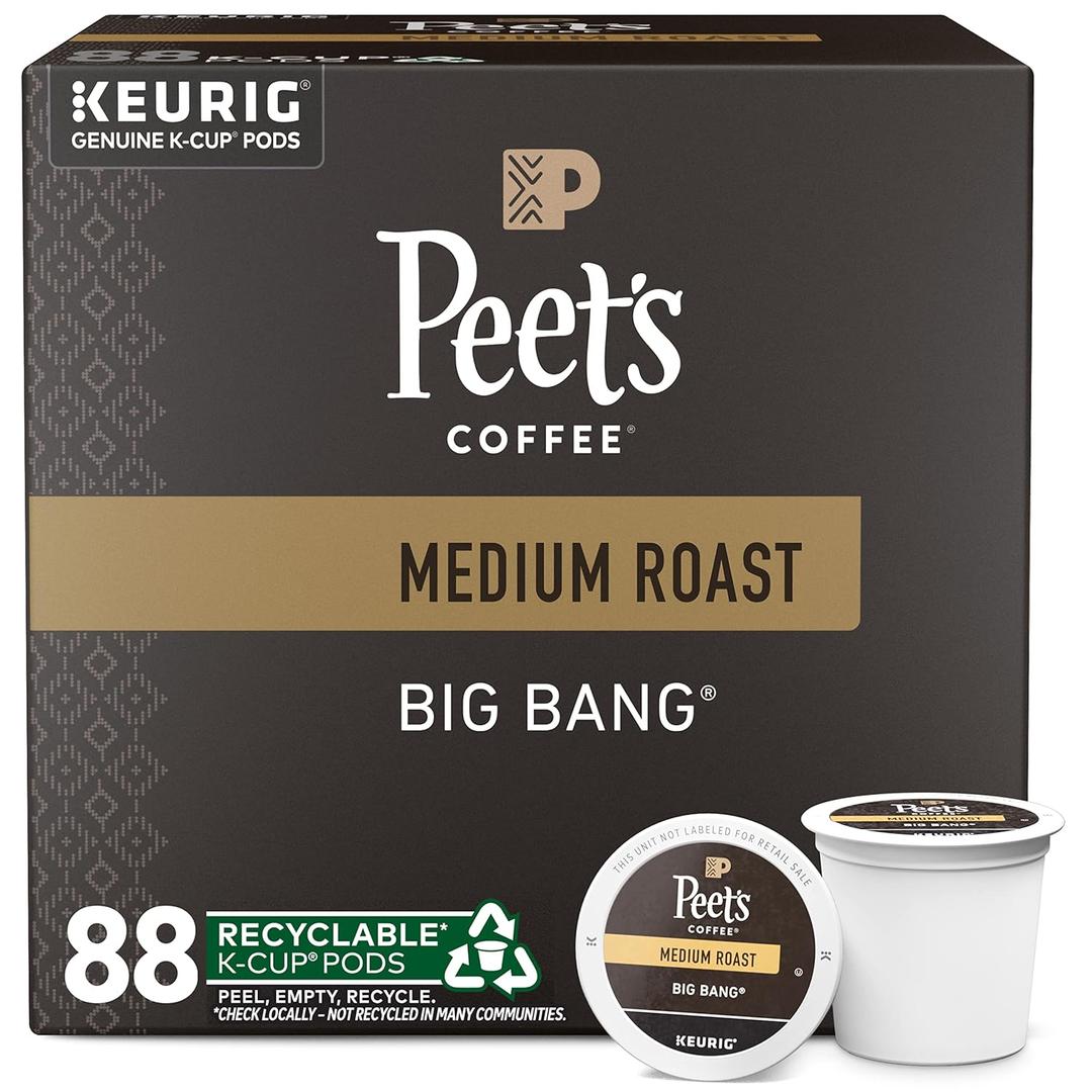 Peet's Coffee, Medium Roast Keurig K-Cup Pods - Big Bang 88 Count (4 Boxes of 22 Pods)