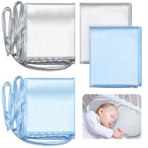 Hosuly 2 Pcs Satin Bassinet Sheet Baby Hair Soft Silk Feeling Sheet Baby Bassinet for Rectangle Cradle Pad Mattress Boys Girls Newborn Infant(Gray, Light Blue)