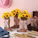 Amyhill Western Cowgirl Boots Flower Boxes Centerpiece Boot Shape Wood Boxes Decor Western Theme Party Cowgirl Favors Tabletop for Cowboy Birthday Party Baby Shower Wedding Supplies (Pink,6 Pcs)
