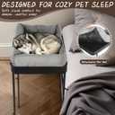 Bedside Dog Bed Attached to Human Bed Elevated Pet Bed Portable Bed Extension Attachment with Removable Washable Cover Bedside Mattress for Cats and Small Dogs 22"L x 29.5"W x 17.7"Th