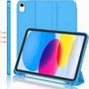 IMieet iPad (A16) Case 11th Gen/iPad 10th Generation Case [11-Inch 2025/10.9 Inch 2022] with Pencil Holder, Trifold Stand Smart Cover with Soft TPU Back,Auto Wake/Sleep(Ocean Blue)