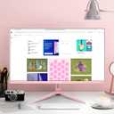 SKitphrati Pink 24 inch Gaming Monitor 200Hz Refresh Rate FHD 1080p Resolution Fast IPS Panel 1ms GTG Response Time Adaptive Sync Built-in Speakers Pink Monitor