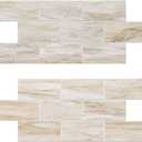 20-Sheet Peel and Stick Backsplash, Subway Tile Wall Tiles 13.5" x 5.8" 3D PVC Adhesive Stick on Tile Stick for Kitchen Fireplace (Greek Beige Marble)