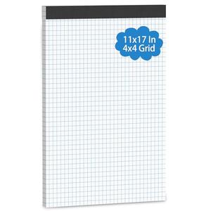 Large Graph Paper Pad 11 x 8.5, Grid Paper, 4x4 Graph Ruled, Blueprint Quadrille Pad, 30 Sheets Engineering Paper, Drafting Paper, Graft Paper for Architect Engineer Designer Mathematician Draftsman