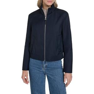 Cole Haan Women's Pin Stripe Rain Bomber Jacket, Navy, X-Small