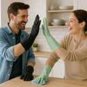 4 Pairs Rubber Kitchen Dishwashing Gloves Reusable Household Cleaning Gloves for Washing Dishes and Cleaning Tasks, Non-Slip (Large)