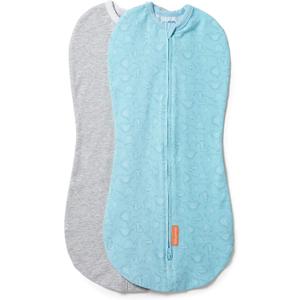 SwaddleMe by Ingenuity Compression Baby Swaddle Pod, Two-Way Zipper for Easy Diaper Changes, Improves Sleep & Calms Startle Reflex, 0-2 Months, 1.0 TOG, 2-Pack - Dino Jam