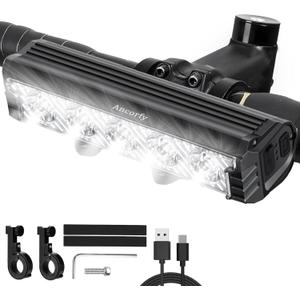 Super Bright LED Bike Light, USB Rechargeable Bicycle Headlight, Waterproof Bike Headlight, 5 Modes 2500 Lumen Bicycle Headlight, MTB Off-Road Cycling Commuting