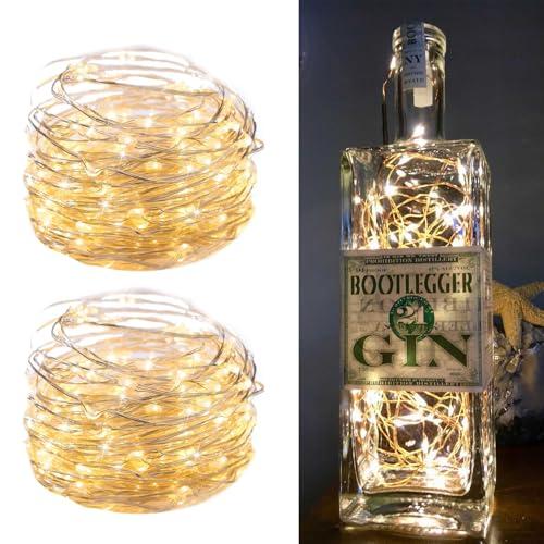 2Pack Fairy Lights Plug in, 33Ft 100 LEDs Waterproof Silver Wire Firefly Lights, Adaptor Included, Starry String Lights for Wedding Indoor Outdoor Christmas Patio Garden Decoration, Warm White