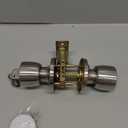 JO.KO Door Knob with Lock and Keyed, Satin Nickel Round Ball Lock Interior/Exterior Door Knob for Bedroom Or Bathroom (Stainless) (1 Piece)