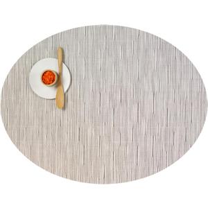 Chilewich Bamboo Placemats Set of 4 - Woven Oval Placemats - Reusable, Stain-Resistant, Indoor/Outdoor Tabletop Protection - 19" x 14" - Chalk, 14"x19.25"