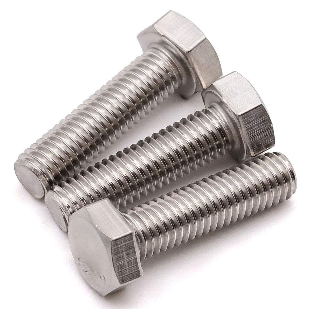 3 x 1/4-20 x 1/2" (20 PCS) Stainless Steel Hex Bolts, Hex Head Screws, Full Thread, Coarse Thread, Plain Finish, Machine Thread, Stainless Steel 304 (18-8)