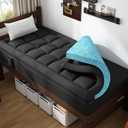 ABENE 3 Inch Dual Layer Memory Foam Mattress Topper Twin XL, 2 Inch Memory Foam Plus 1 Inch Down Alternative Pillowtop Mattress Pad, with Bedside Pocket, College Dorm Essential (Twin XL, Black)