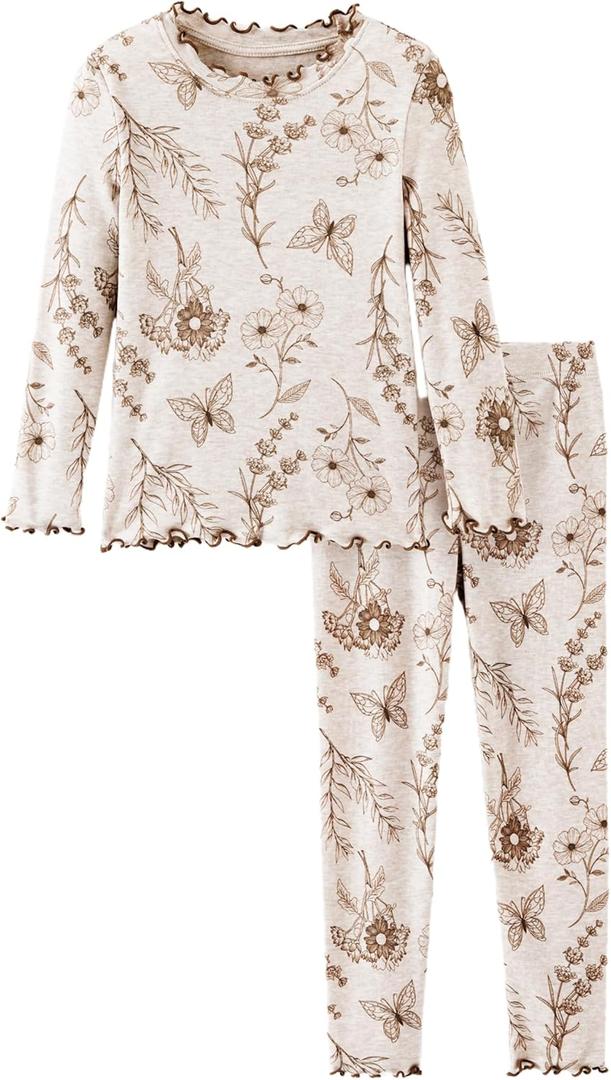 PATPAT Kids Pajama Set,Snug Fit Pjs with Soft Tencel Lyocell Wool Blend, All-Season Comfort, Ages 2-12 Years (Botanical Garden)