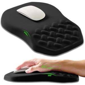 Ergonomic Slope Mouse Pad Wrist Support, Wrist Rest Mousepad for Carpal Tunnel Pain Relief with Massage Bulge and Slow Rebound Memory Foam (12x8 inch, Black)