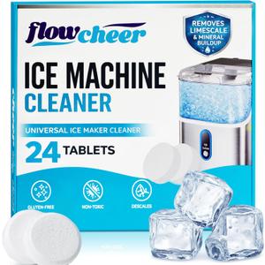 flowcheer Ice Maker Cleaner Tablets, Cleaning and Descaler for Countertop and Home Ice Machines, 24 Count for 1 Year, Suitable for Most Surfaces