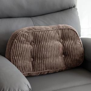 HIGOGOGO Lumbar Support Pillow for Recliner Chair/Accent Chair/Couch/Office Chair, Tufted Corduroy Back Support Cushion for Elderly, Recliner Cushions for Back Rest, Pain Relief, Reading, Brown, Large