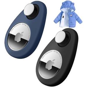 Holder for Kids Baby Toddler Hidden 2 Pack GPS Tracker Case, Anti-Removal Silicone Case with Safety Pins, Suitable for Children, Elderly, Pets, Backpack, Luggage (Black+Blue)