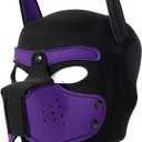 Pup Hood, Pup Play Hood, Removable Dog Full Face Pup Hood (Purple)