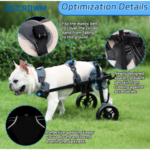 Dog Wheelchair for Back Legs with 2 Wheels Adjustable Pet Doggy Wheelchairs with Disabled Hind Legs Walking-Dog Legs Brace and Hip Support, Light Weight(Split-Type, M),Gray