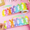 FYSUIMU 65.6 Ft Easter Bunny Holographic Bulletin Board Border Colorful Rabbit Sparkly Die Cut Border Trim Roll for Home Classroom Spring Party Wall Decoration