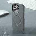 AKANTRA Alcantara Case for Apple iPhone 15 Pro Max, Handmade Half-Wrapped Synthetic Suede Cover, Magnetic Holder Ring Compatible with Magsafe Wireless Charging (iPhone15 Pro Max, Black)