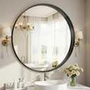 Round Bathroom Mirror, 24 Inch Black Circle Mirror with Metal Deep Frame, Round Mirrors for Wall Decor, Vanity, Entryway, Living Room