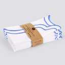 Scalloped Embroidery Cloth Napkins Premium Quality Table Decor Spring and Summer 100% Cotton Reusable Washable Napkin -18 x 18 inch (White Napkin with- Light Blue Edges, Pack of 4)