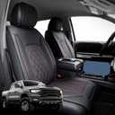 Super Cover for Dodge Ram Seat Covers 2002-2025 2026 1500/2500/3500 Front Pickup Truck for Dodge Ram Leather Seats Covers Crew Mega Cab Waterproof Leather Car Seat Accessories(Front Seat, Black&Red)