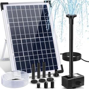 Yeomi 12W Solar Fountain Pump, Solar Powered Water Pump 132 GPH with 6 Spray Nozzles & 16.5ft Cord, Solar Bird Bath Fountain for Outdoor Garden Pond Pool Patio Water Features
