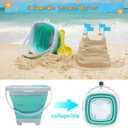 RACPNEL Beach Toys Sand Set for Kids, Collapsible Bucket and Shovels with Mesh Bag, Molds, Flags, Sandbox Kids Toddlers, Travel (Tavel Size), Medium, Small