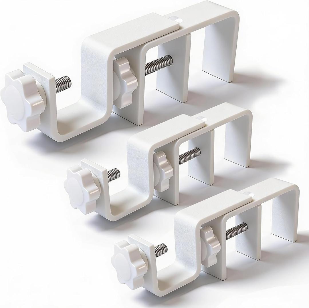 Over Blinds Curtain Rod Brackets for Outside Mounted, No-Drill Blinds Curtain Rod Holders for 1.3-2" Rectangular Headrails, Tool-Free & No Wall Damage, Apartment & Renter Friendly (Set of 3, White)