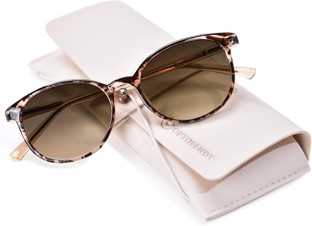 Reader Sunglasses for Women, TR90 Round Full Lens Outdoor Reading Sunglasses with Spring Hinge, UV400 Protection, +1.50 Tortoise