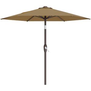 AreShark 7.5FT Patio Umbrella Table Market Umbrella with 6 Sturdy Ribs, Button Tilt/Crank, Heavy-Duty Outdoor Umbrellas for Pool, Deck, Garden and Backyard, Khaki