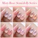 Born Pretty Jelly Pink Gel Nail Polish Nude Pink Sheer Translucent Valentine's Day Gel Polish Milky Natural Gel Polish Set Nail Art Manicure DIY Kit Home Salon 6 PCS