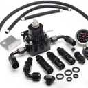 YESHMA EFI Fuel Pressure Regulator Kit 0-100psi with Gauge 6AN Fuel Line Fitting Universal Adjustable Aluminum (Black) (black)